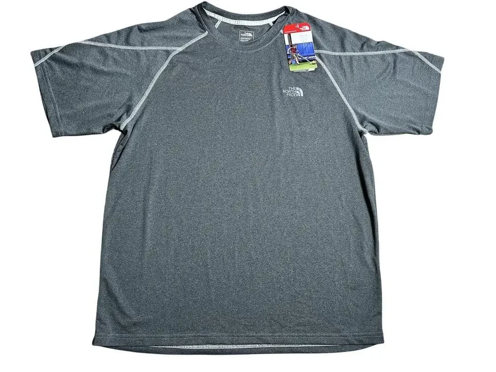 The North Face Shirt Mens L Gray Polyester Moisture Wicking Quick Dry Logo